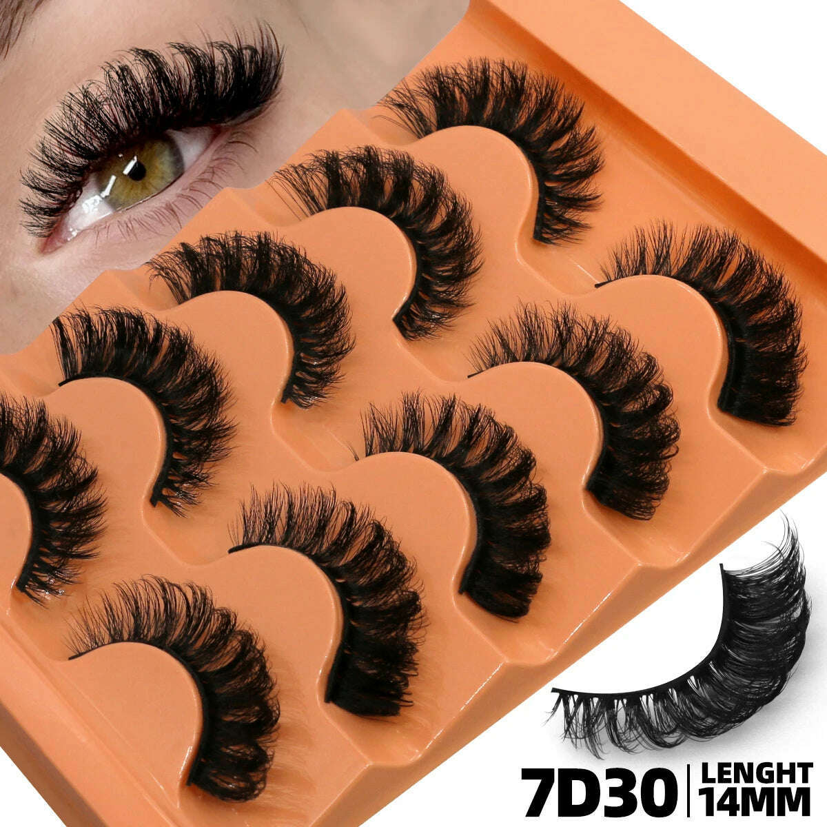 KIMLUD, GROINNEYA 5 Pairs Fluffy Eyelashes 8D Volume False Lashes Russian Strip Lashes Extensions Thick Soft Curly Fake Lashes Makeup, 5pairs-7D30, KIMLUD APPAREL - Womens Clothes