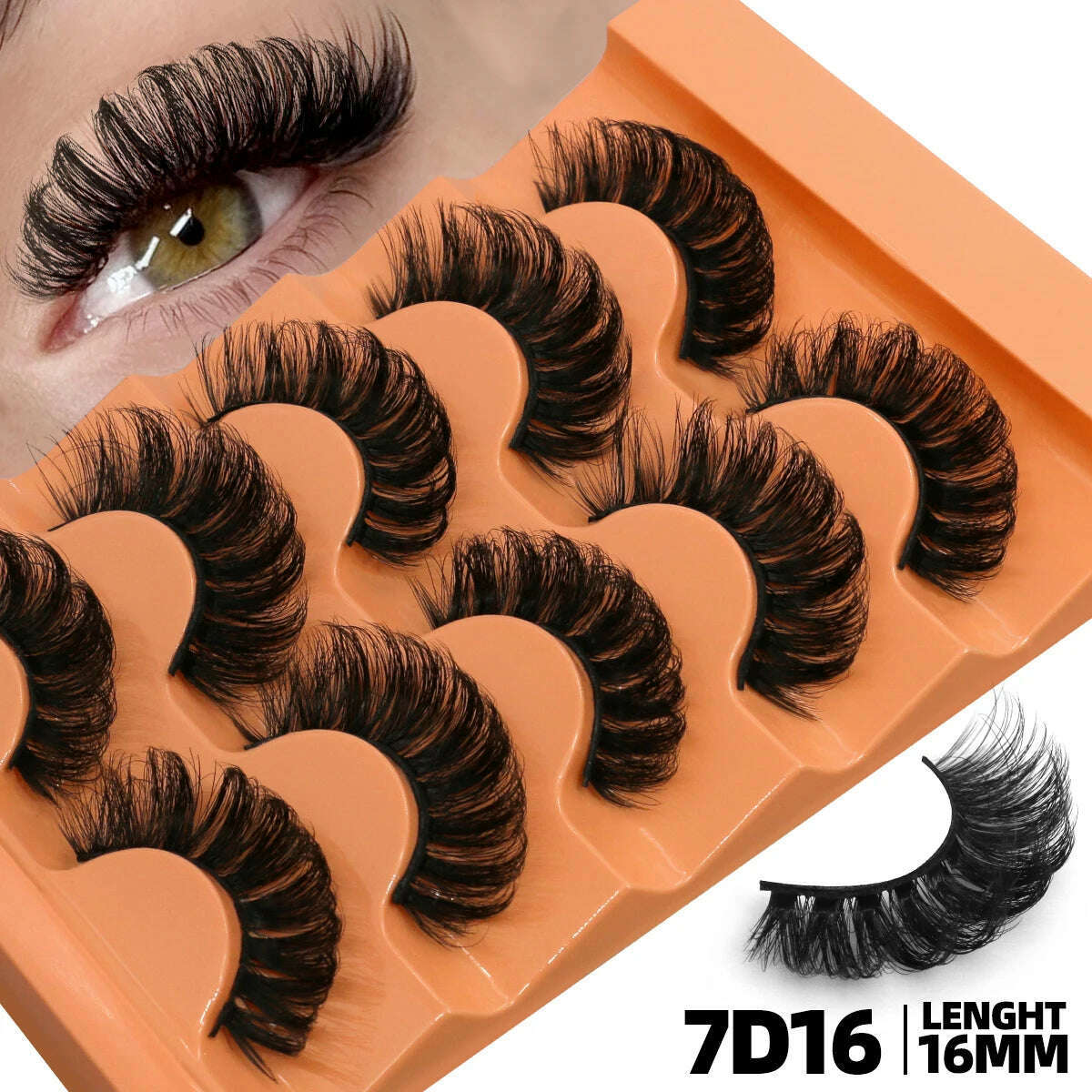 KIMLUD, GROINNEYA 5 Pairs Fluffy Eyelashes 8D Volume False Lashes Russian Strip Lashes Extensions Thick Soft Curly Fake Lashes Makeup, 5pairs-7D16, KIMLUD APPAREL - Womens Clothes