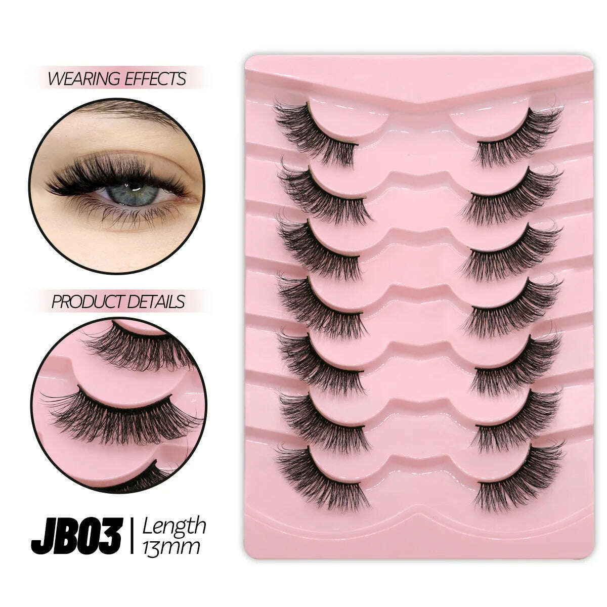 KIMLUD, GROINNEYA Half Lashes Half Lashes Soft Natural Clear Band Lashes Natural Look Faux Mink Wispy Mink Eyelashes Extension Makeup, 7 pairs-JB03, KIMLUD APPAREL - Womens Clothes