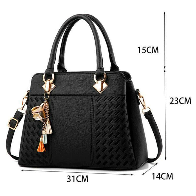 Gusure Luxury Handbag Women Crossbody Bag with tassel hanging Large Capacity Female Shoulder Bags Embroidery Tote Sac A Main - KIMLUD