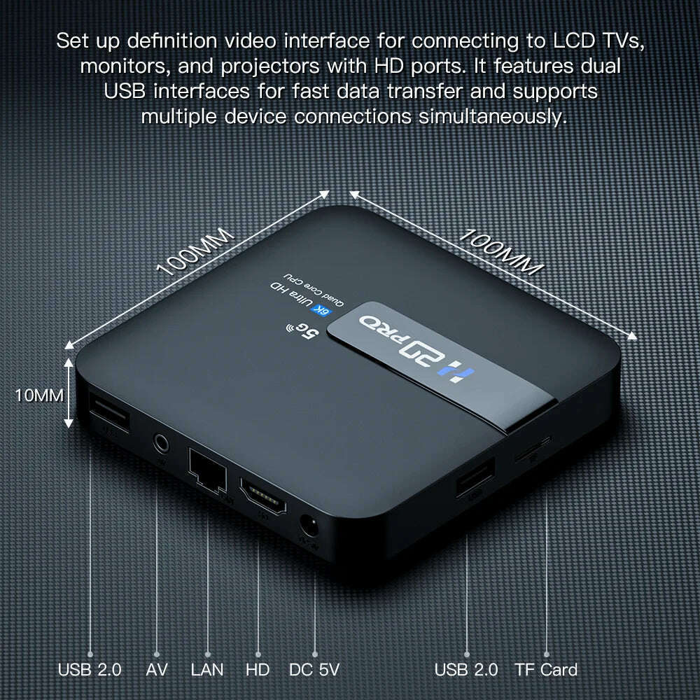 H20PRO Android 10.0 TV Box Allwinner H616 With Voice Assistant 2.4&5.8G Dual Wifi 100LAN Support 1080P Video 4K 3D Media player - KIMLUD