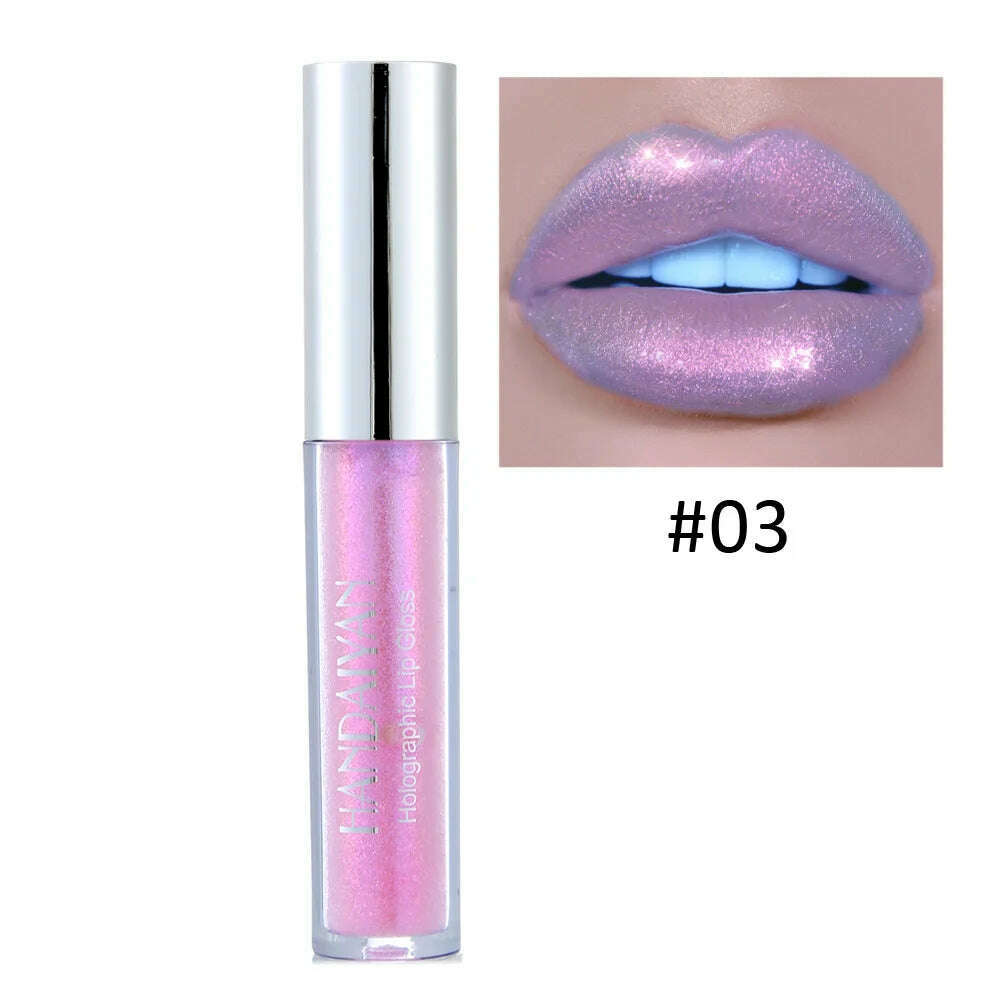 KIMLUD, HANDAIYAN 6 Colors Shiny Liquid Lipstick Diamond Metal Lipgloss Waterproof Long-Wearing Makeup Glossy Lipstick Popular Cosmetics, H1006-03, KIMLUD APPAREL - Womens Clothes