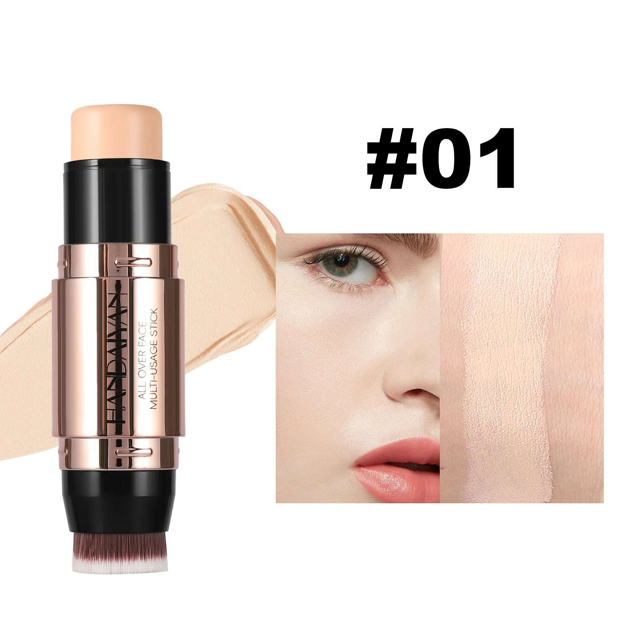 KIMLUD, HANDAIYAN dual-ended contour concealer stick with brush lightweight waterproof Long Lasting 8 Colors Choices Women Cosmetics, H3027-01, KIMLUD APPAREL - Womens Clothes