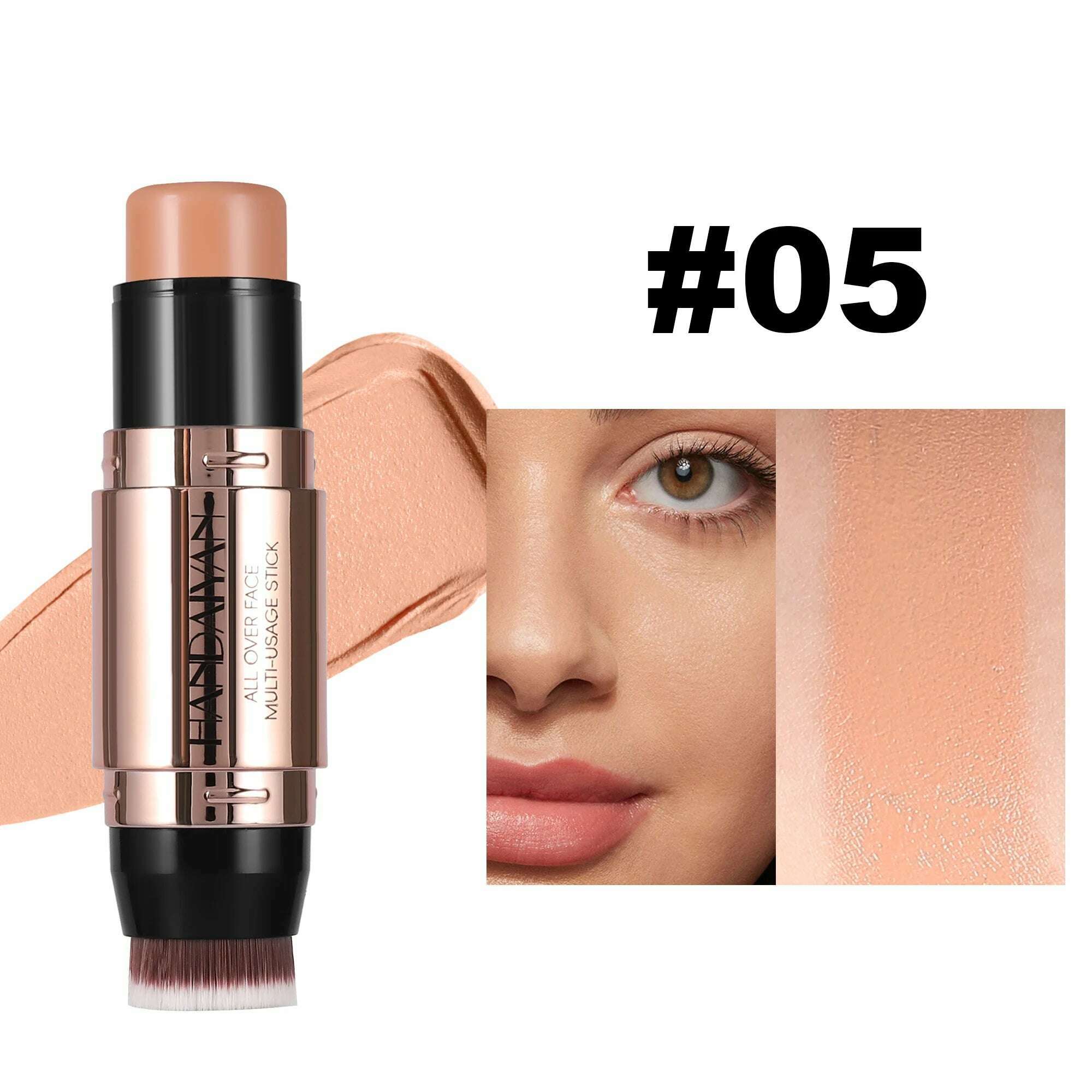 HANDAIYAN dual-ended contour concealer stick with brush lightweight waterproof Long Lasting 8 Colors Choices Women Cosmetics - KIMLUD