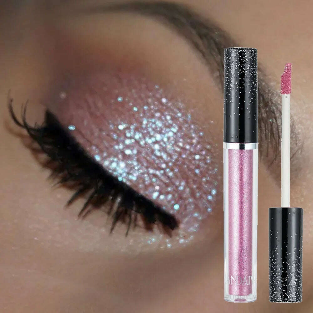 HANDAIYAN Liquid Eyeshadow Metallic Diamond Shiny Eye Liner Pen Giltter Eyeshadow Palette Lasting Shimmer Brighten Cosmetics - KIMLUD