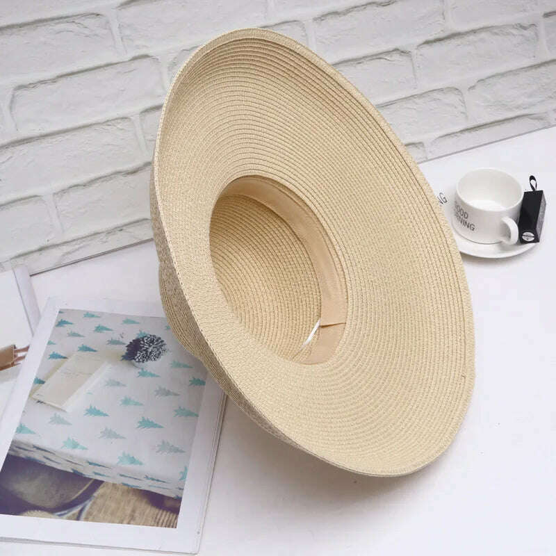 KIMLUD, Handmade Women Summer Sun Hat Japanese Hepburn Style Big Eaves Beach Sun Hat Holiday Fold Fisherman Cap Temperament Flat Hat, KIMLUD Womens Clothes