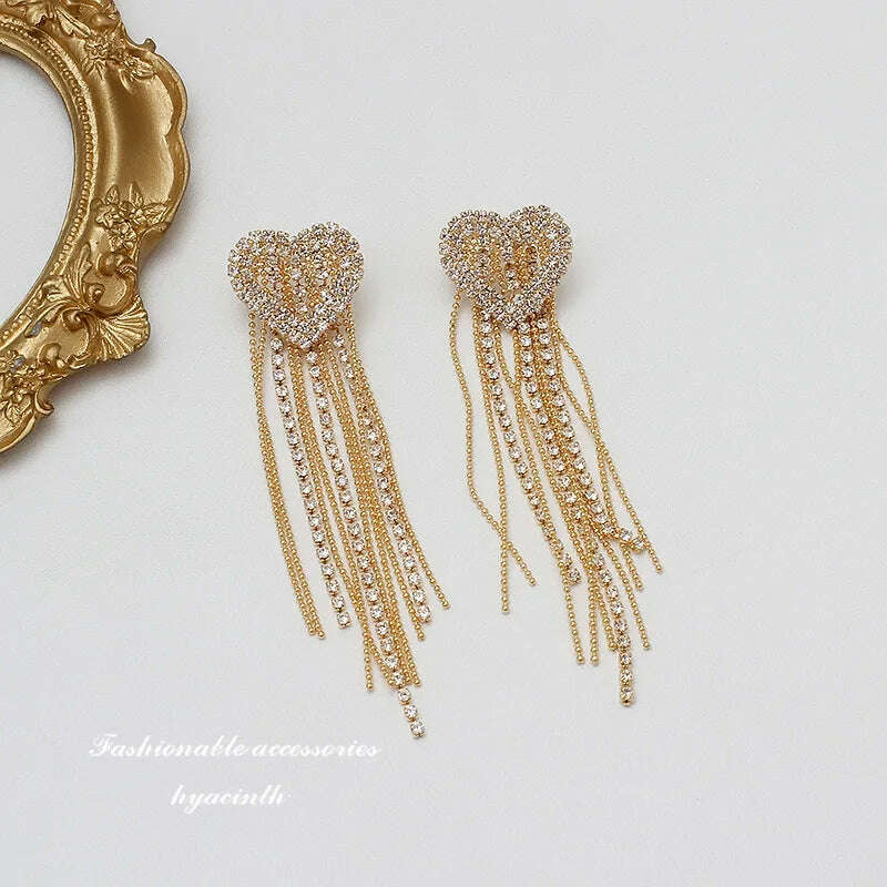 KIMLUD, Hanging Earrings Retro Long Tassel Earrings feminine temperament  Coconut Rhinestone S925 Silver Needle 2023 NEW Fashion Jewelry, ED263-1, KIMLUD APPAREL - Womens Clothes