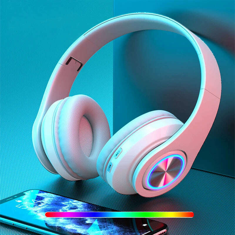 KIMLUD, Headsets Gamer Headphones Blutooth Surround Sound Stereo Wireless Earphone USB With MicroPhone Colourful Light PC Laptop Headset, KIMLUD Womens Clothes