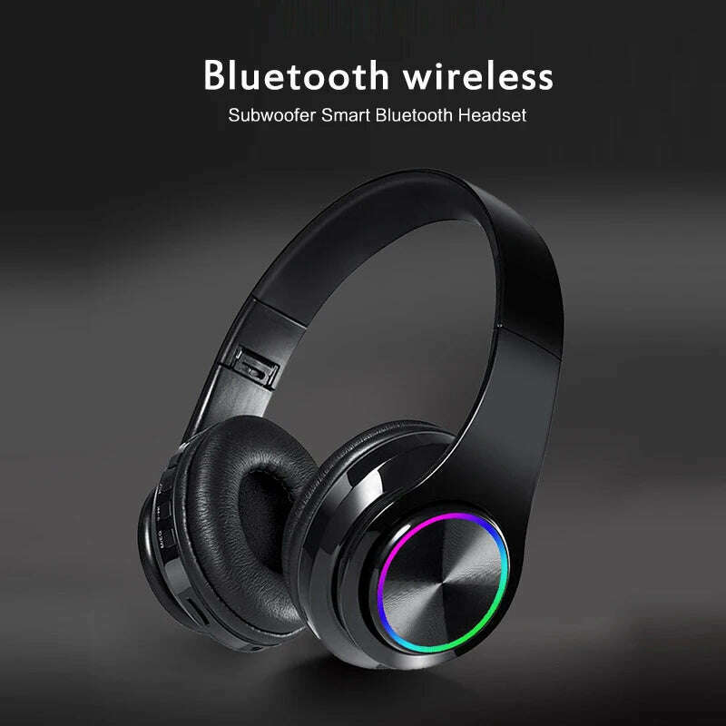 KIMLUD, Headsets Gamer Headphones Blutooth Surround Sound Stereo Wireless Earphone USB With MicroPhone Colourful Light PC Laptop Headset, B39-Black, KIMLUD APPAREL - Womens Clothes