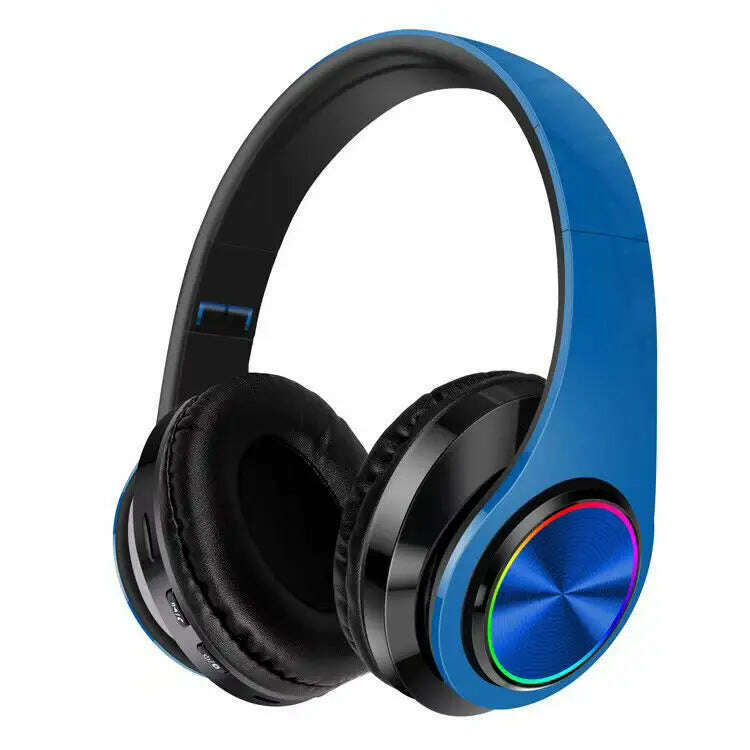 KIMLUD, Headsets Gamer Headphones Blutooth Surround Sound Stereo Wireless Earphone USB With MicroPhone Colourful Light PC Laptop Headset, B39-Blue, KIMLUD APPAREL - Womens Clothes