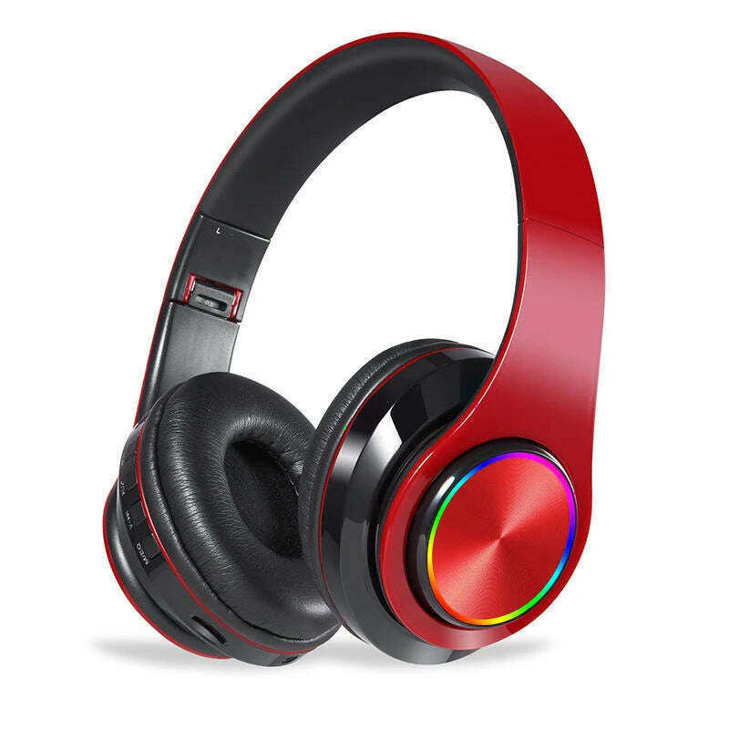 KIMLUD, Headsets Gamer Headphones Blutooth Surround Sound Stereo Wireless Earphone USB With MicroPhone Colourful Light PC Laptop Headset, B39-Red, KIMLUD APPAREL - Womens Clothes