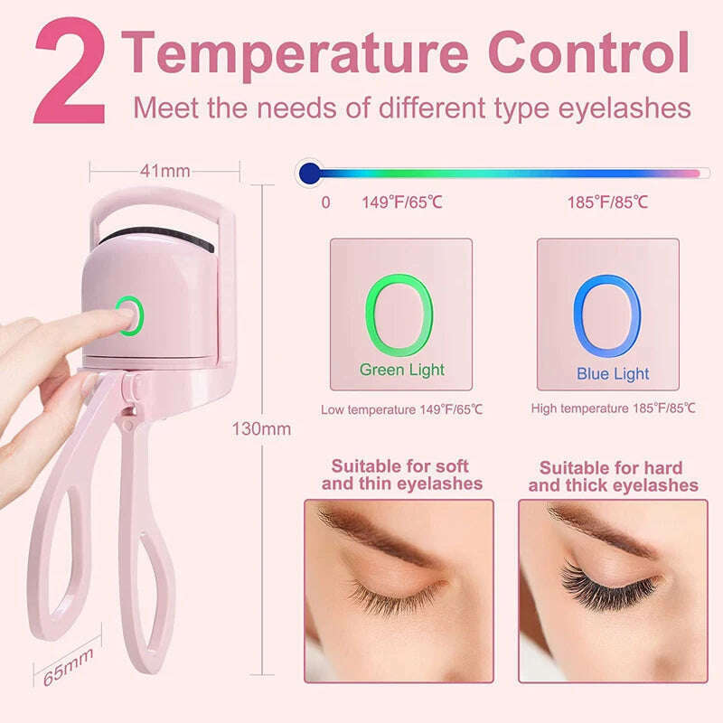 KIMLUD, Heated Eyelashes Curler, USB Rechargeable Electric Eyelash Curlers with 2 Level Temp,Quick Heating & Long-Lasting Curling Effect, KIMLUD Womens Clothes