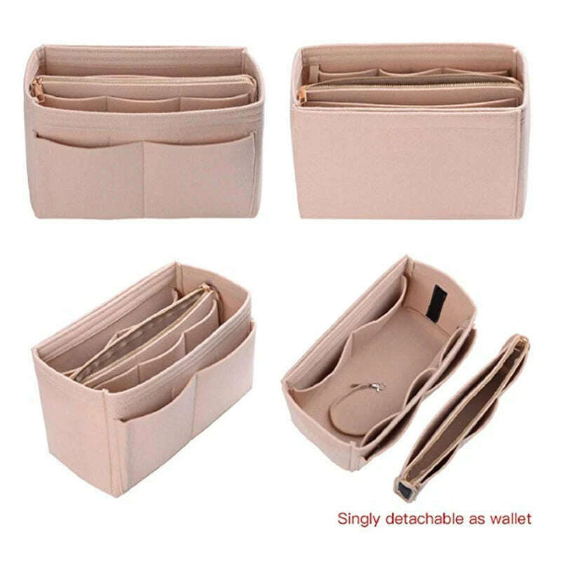 KIMLUD, HHYUKIMI Brand Make up Organizer Felt Insert Bag For Handbag Travel Inner Purse Portable Cosmetic Bags Fit Various Brand Bags, KIMLUD Womens Clothes