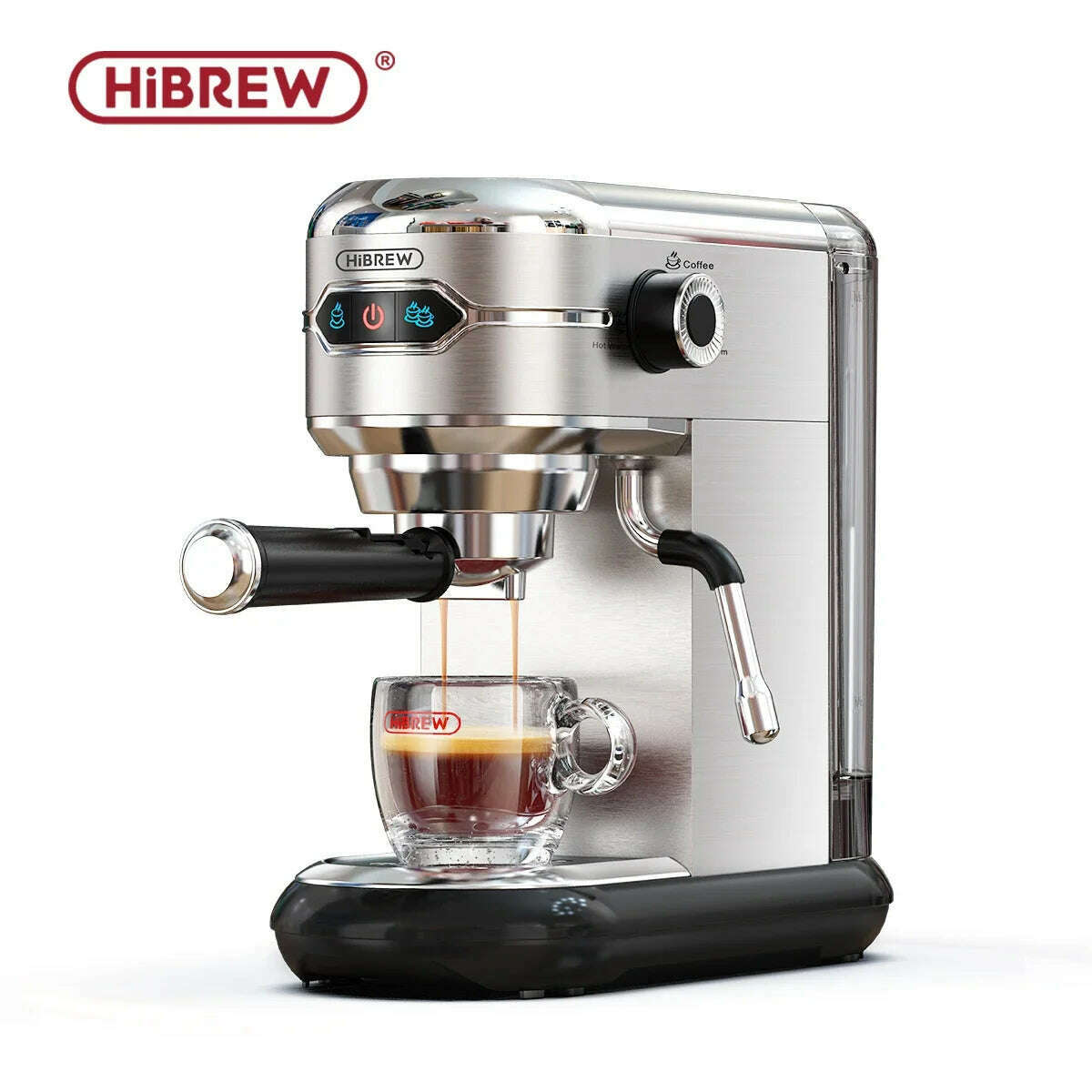 HiBREW Coffee Maker Cafetera 20 Bar Inox Semi Automatic Super Slim ESE POD & Powder Espresso Machine Hot Water H11 - KIMLUD