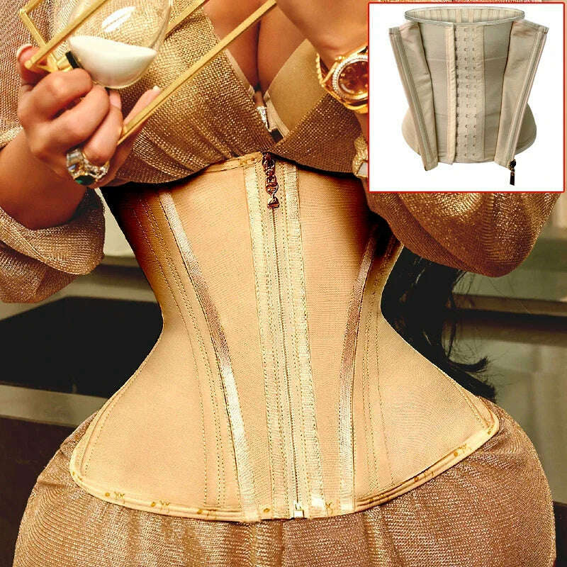 KIMLUD, High Compression Fajas Colombian Girdle Waist Trainer Shorts Tummy Control Sheath Slimming Flat Stomach Modeling Belt Corset, A-Apricot latex / XXS, KIMLUD APPAREL - Womens Clothes