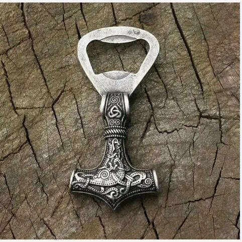 KIMLUD, high quality 316 stainless steel Bottle opener viking  pendant thor's hammer mjolnir Bottle opener norse beer tool, Antique Silver Plated, KIMLUD APPAREL - Womens Clothes