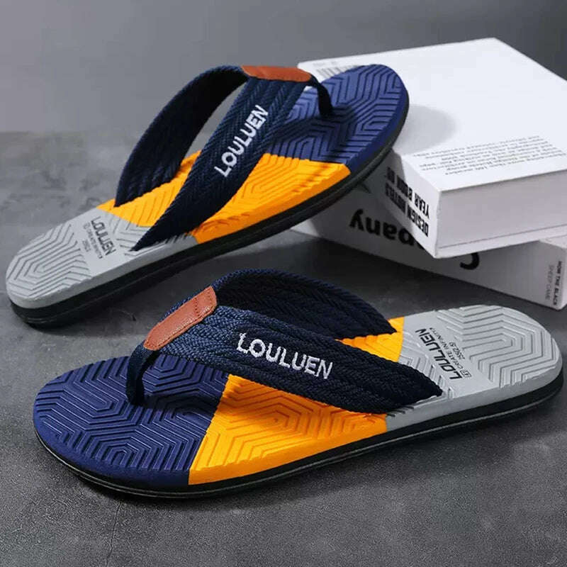 KIMLUD, High Quality Hot Sale Men Flip Flops Summer Beach Flip Flops Men Fashion Breathable Casual Beach Men Slippers Summer Outdoor, Blue / 44, KIMLUD APPAREL - Womens Clothes