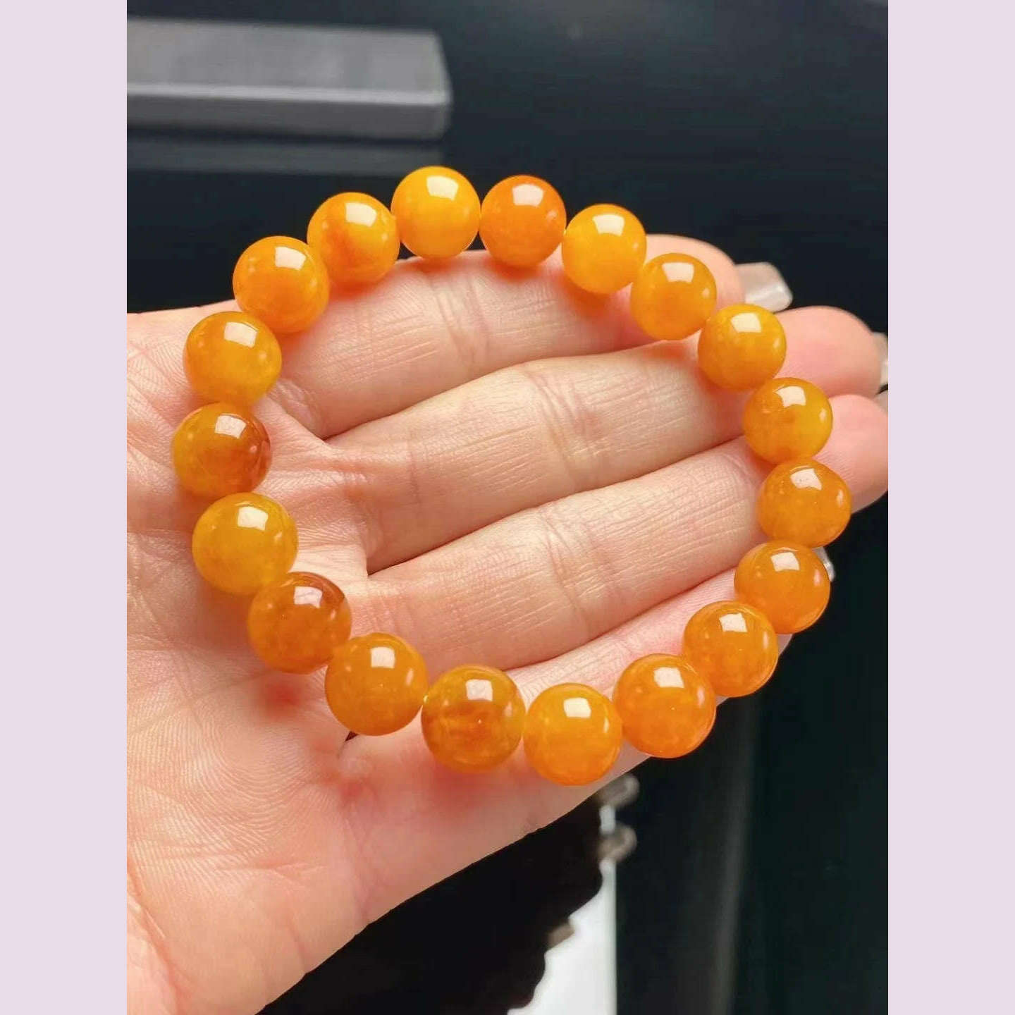 KIMLUD, High Quality Jewelry Rare Natural Yellow Jadeite Hand String Exquisite Elegant Tone Perfect Jade Bracelet Chain Jewellery, KIMLUD Womens Clothes