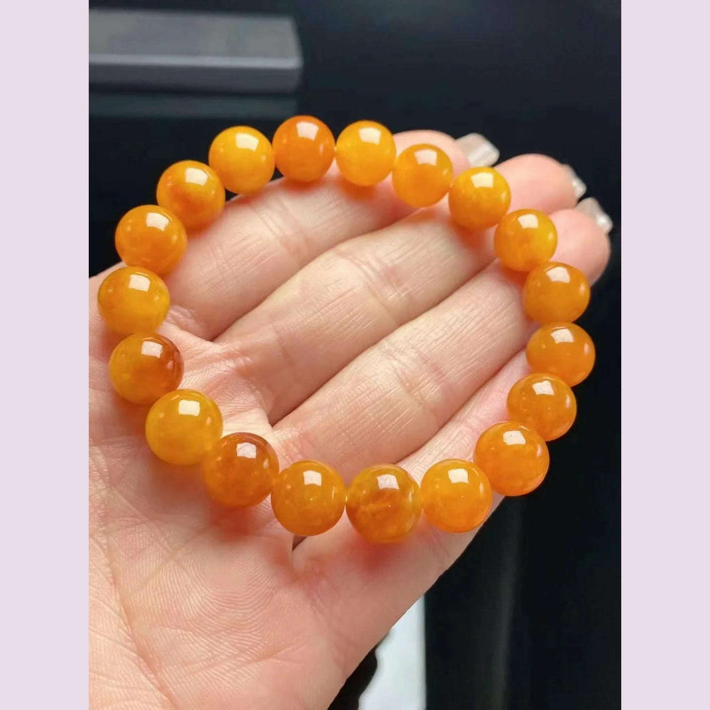 High Quality Jewelry Rare Natural Yellow Jadeite Hand String Exquisite Elegant Tone Perfect Jade Bracelet Chain Jewellery - KIMLUD