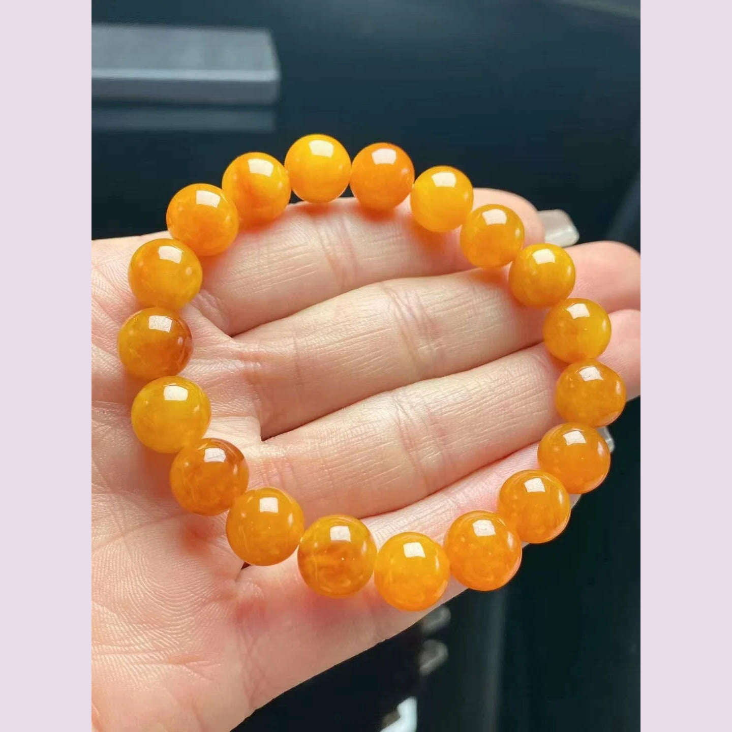 KIMLUD, High Quality Jewelry Rare Natural Yellow Jadeite Hand String Exquisite Elegant Tone Perfect Jade Bracelet Chain Jewellery, KIMLUD Womens Clothes