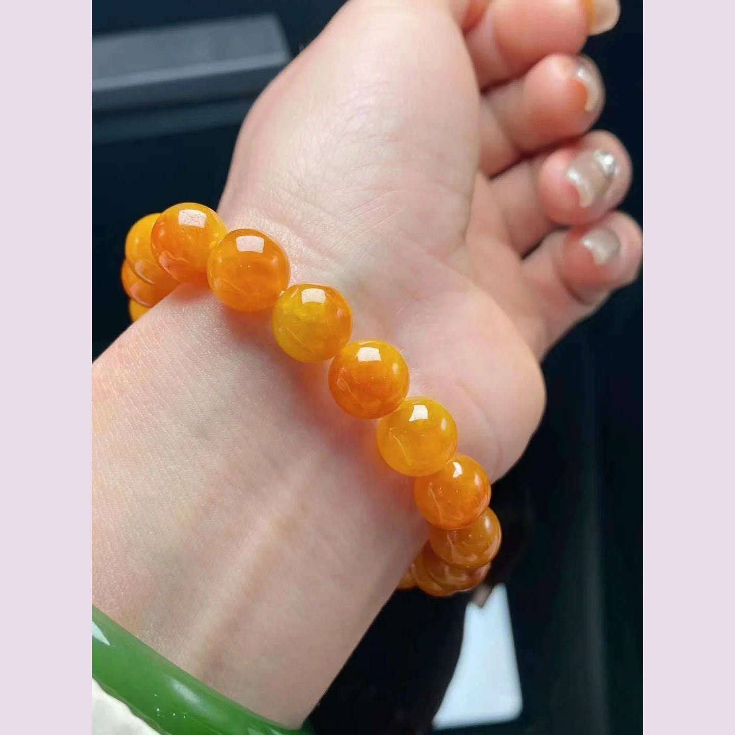 High Quality Jewelry Rare Natural Yellow Jadeite Hand String Exquisite Elegant Tone Perfect Jade Bracelet Chain Jewellery - KIMLUD