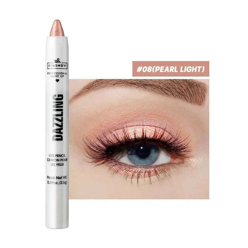 KIMLUD, Highlighter Eyeshadow Pencil Waterproof Glitter Matte Nude Eye Shadow Lying Silkworm Makeup Pigment Cosmetics White Eyeliner Pen, 08, KIMLUD APPAREL - Womens Clothes