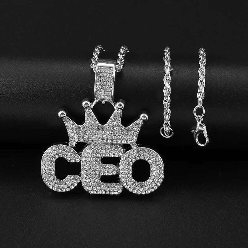 KIMLUD, Hip Hop Ice Out Alphabet Savage Pendant Necklace Cool Men Women Hip Hop Rock Rap Jewelry Gifts, AL2499-Silver, KIMLUD APPAREL - Womens Clothes