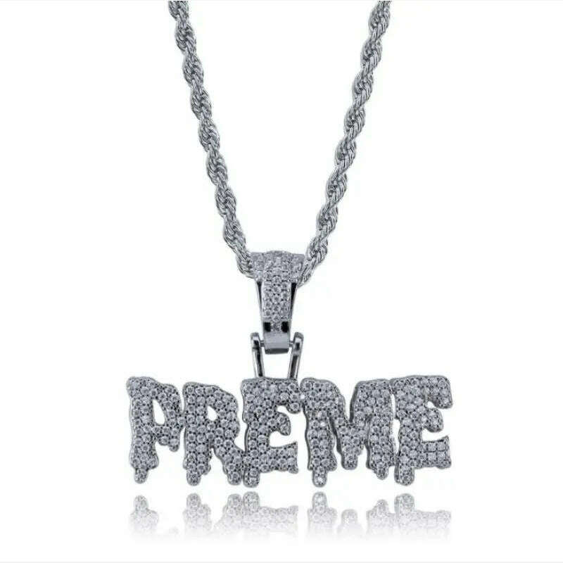 KIMLUD, Hip Hop Ice Out Alphabet Savage Pendant Necklace Cool Men Women Hip Hop Rock Rap Jewelry Gifts, AL1235-Silver 1, KIMLUD APPAREL - Womens Clothes