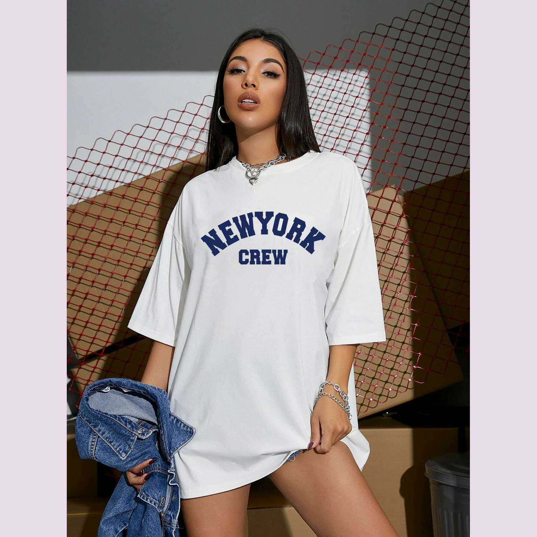 Hirsionsan Oversized Letter Graphic T-shirt Women 2023 Summer Soft O-neck Short Sleeve Tees Female Casual Loose Higt Street Top - KIMLUD