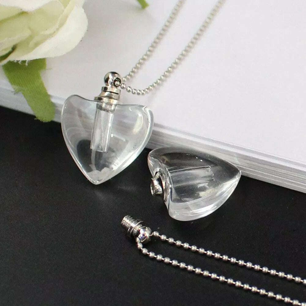 KIMLUD, Hollow Bottle Necklace Perfume Jar Pendant Lucky Charm Ash Locket Essential Oil Chain Openable Necklace Clear Crystal Jewelry, KIMLUD Womens Clothes