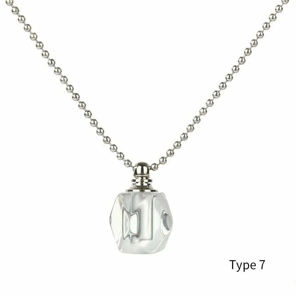 KIMLUD, Hollow Bottle Necklace Perfume Jar Pendant Lucky Charm Ash Locket Essential Oil Chain Openable Necklace Clear Crystal Jewelry, Type 7, KIMLUD APPAREL - Womens Clothes