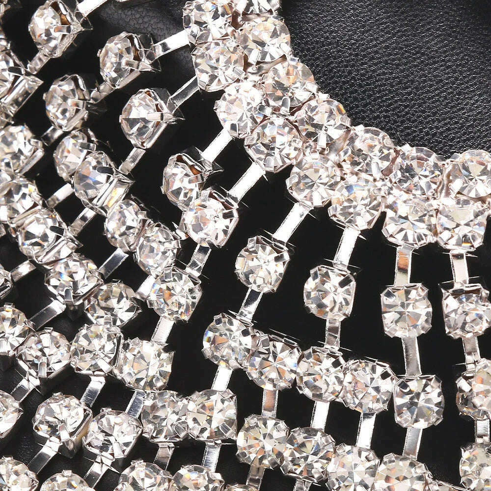 Hollow Round Crystal Hair Chain Hat Bridal Headwear for Women Boho Flapper Cap Rhinestone Tassel Headpiece Wedding Jewelry - KIMLUD