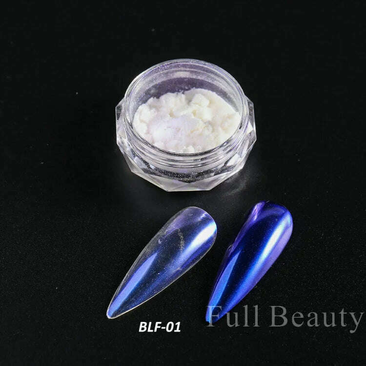 KIMLUD, Holographic Solid Mirror Nail Glitter Laser Metallic Rubbing Dust Chrome Powder Shinning Manicure Decoration Pigment CHLF01-07-1, BLF-01, KIMLUD APPAREL - Womens Clothes