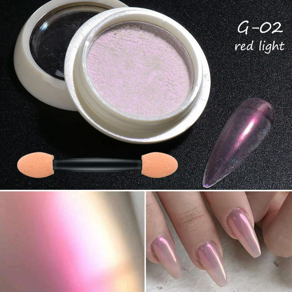 KIMLUD, Holographic Solid Mirror Nail Glitter Laser Metallic Rubbing Dust Chrome Powder Shinning Manicure Decoration Pigment CHLF01-07-1, G-02, KIMLUD APPAREL - Womens Clothes