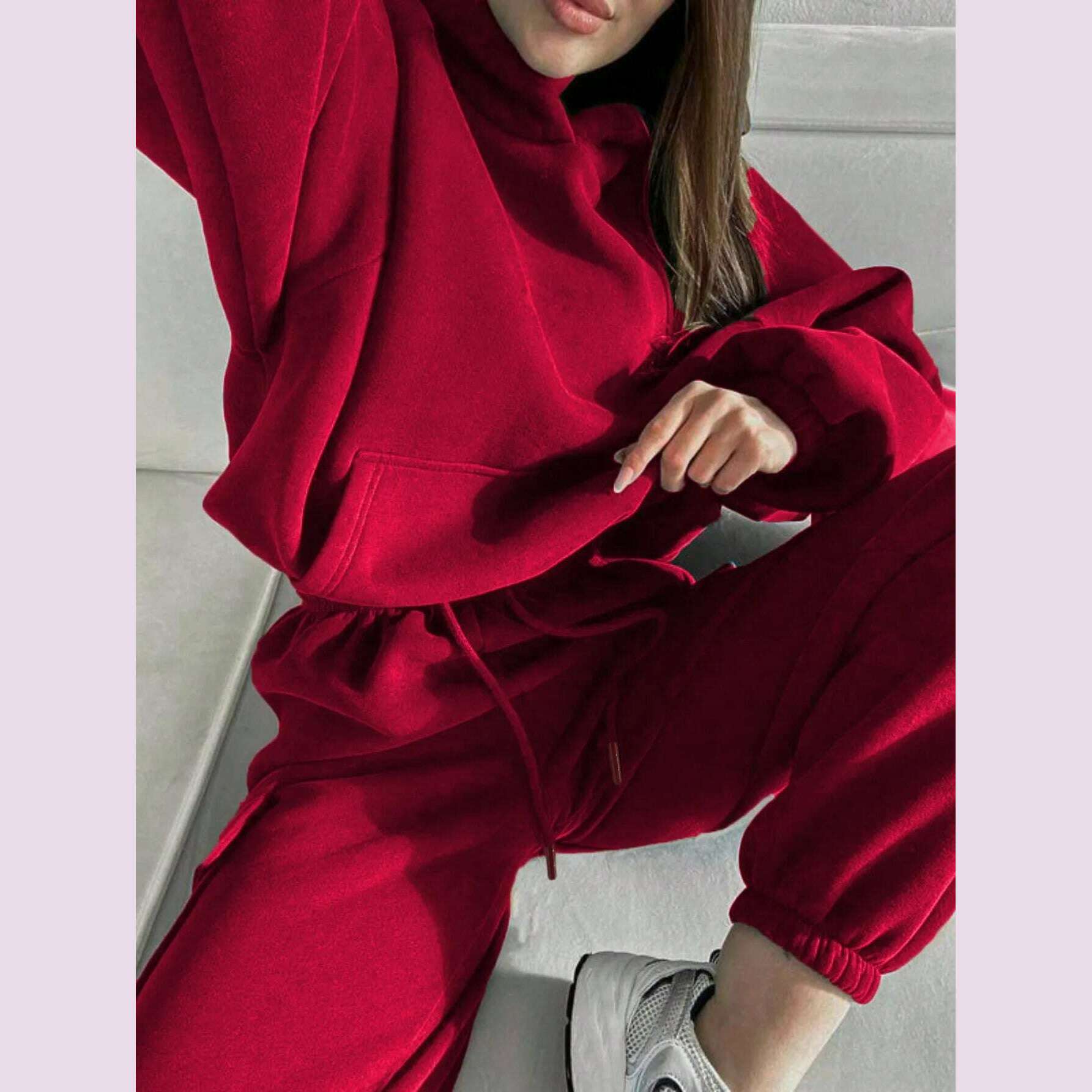 KIMLUD, Hoodies And Pants Hoodies Set Clothes Women Two Pieces Sweatshirts trousers sets sets for women 2 pieces Woman clothing, Burgundy / L, KIMLUD APPAREL - Womens Clothes