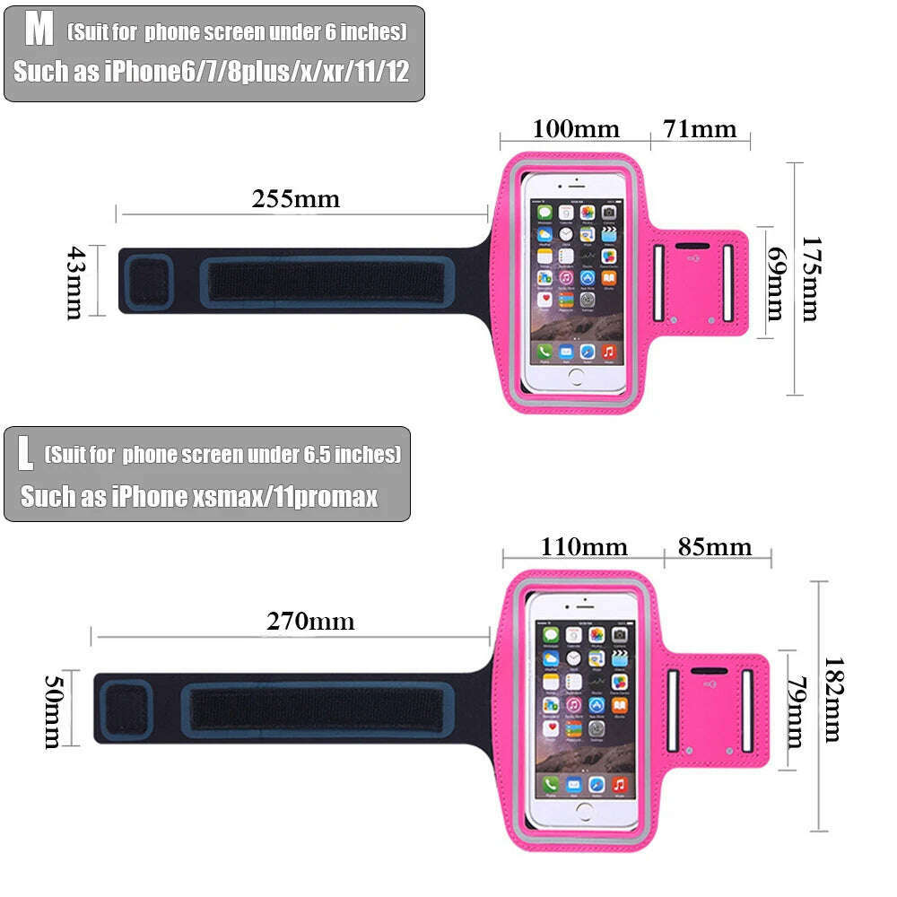 Hot 4-6.5 InchWaterproof Arms Running Bags Men Women Armbands Touch Screen Cell Phone Holder Band Phone Case Sports Accessories - KIMLUD