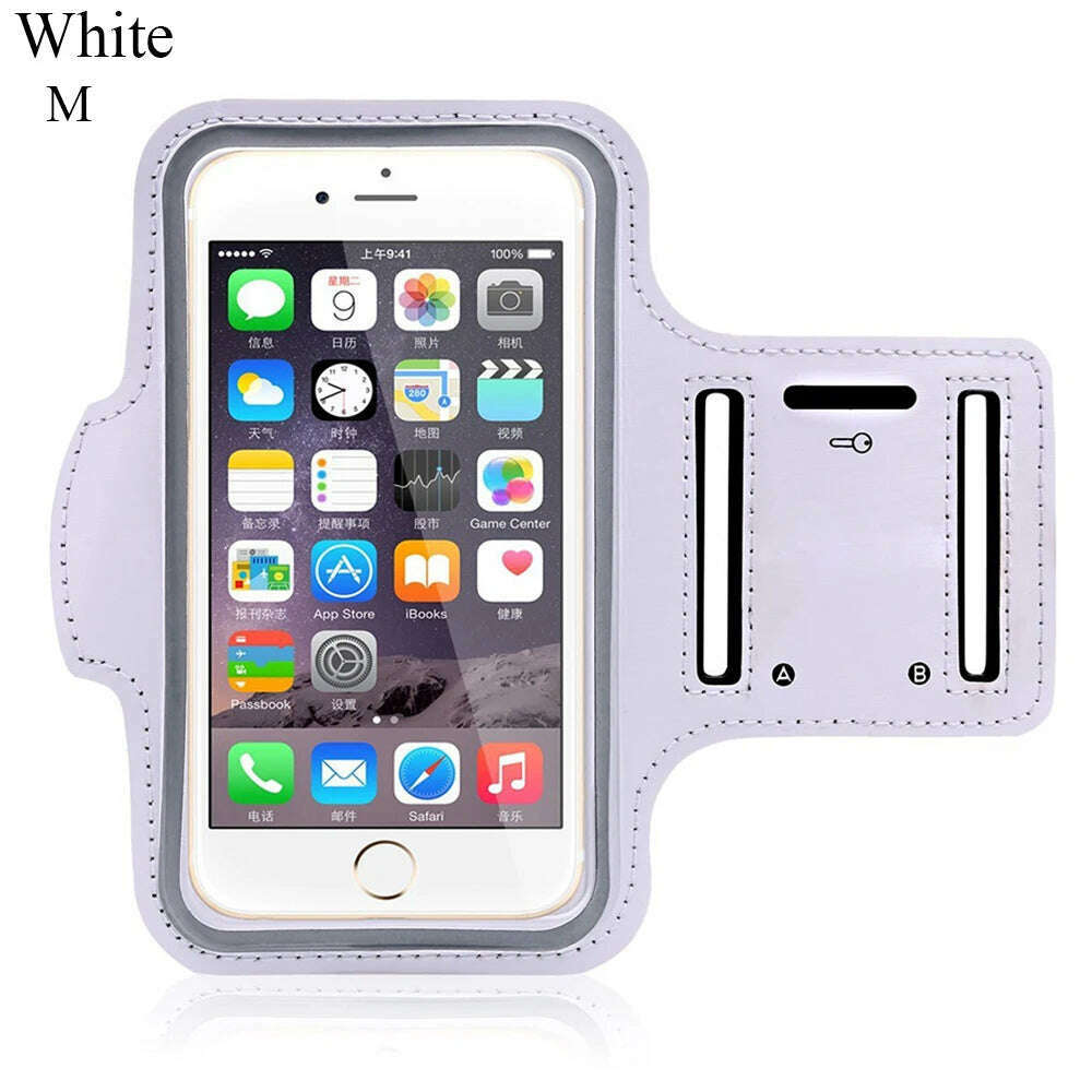 KIMLUD, Hot 4-6.5 InchWaterproof Arms Running Bags Men Women Armbands Touch Screen Cell Phone Holder Band Phone Case Sports Accessories, M	White, KIMLUD APPAREL - Womens Clothes