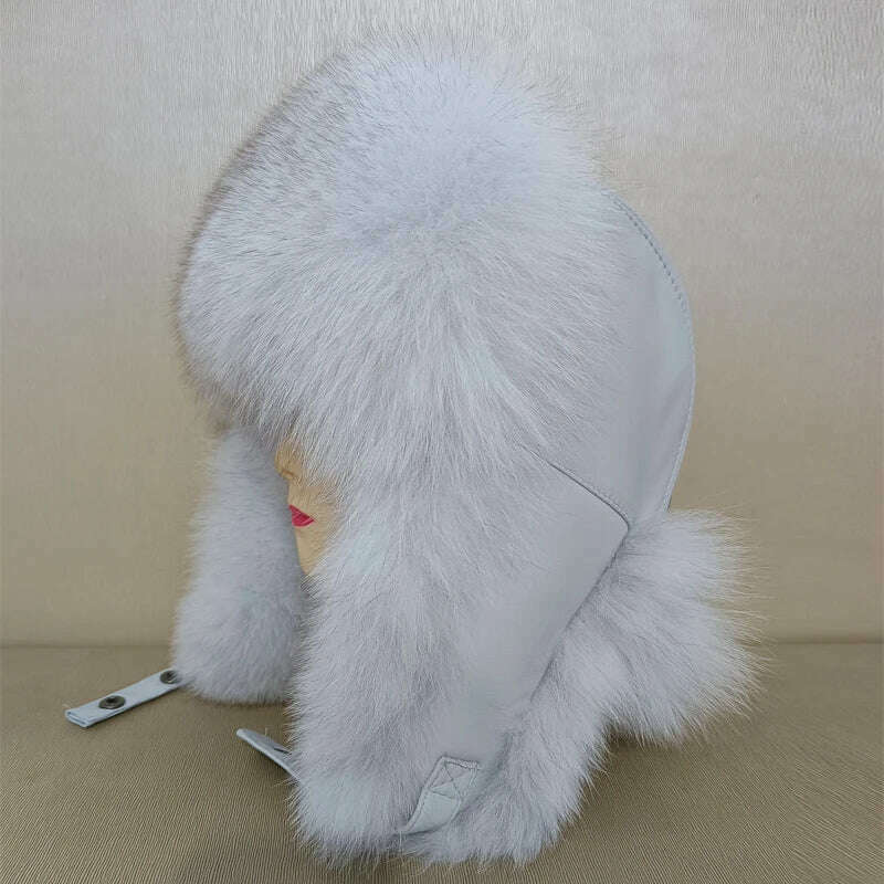 Hot high-end luxury fur hat Men's fox fur hat Lei Feng cap ear cap fur necessary hat Real fur hat 100% Sheepskin top fox hat - KIMLUD