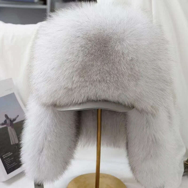 KIMLUD, Hot high-end luxury fur hat Men's fox fur hat Lei Feng cap ear cap fur necessary hat Real fur hat 100% Sheepskin top fox hat, 06  with brim / 56cm-58cm, KIMLUD APPAREL - Womens Clothes