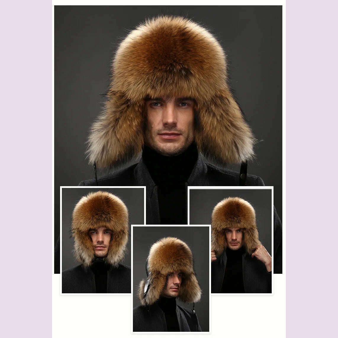 KIMLUD, Hot high-end luxury fur hat Men's fox fur hat Lei Feng cap ear cap fur necessary hat Real fur hat 100% Sheepskin top fox hat, KIMLUD Womens Clothes