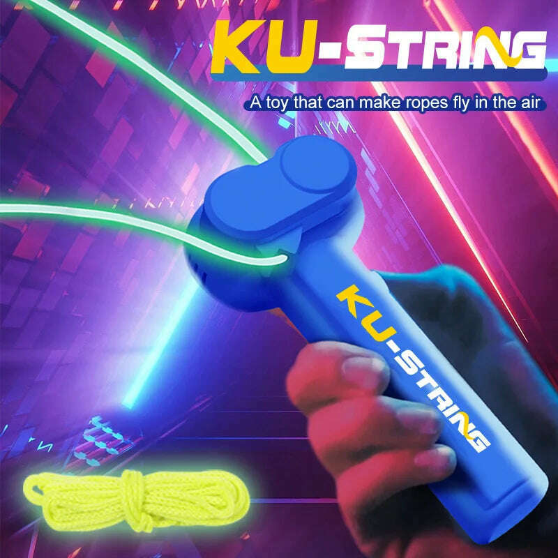 Hot Ku-string Rope Shooting Toy Funny Glow-in-the-Dark Rope Launcher With Color Light Long-lasting Range Kids Gift For Children - KIMLUD