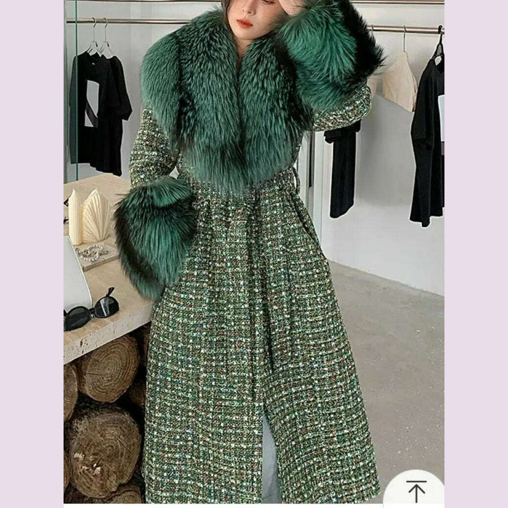 KIMLUD, Hot Sale High-end Wool Coat Thick Imitation Fox Fur Quilted Suit  Casacos De Inverno Feminino 2024 Long Winter Jacket Women, KIMLUD Womens Clothes