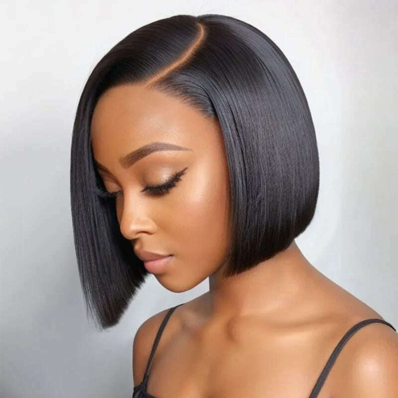 Hot Sale Short BOB Wig T Part Side Part Bob Wigs Lace Frontal Cuticle Aligned Pre Plucked Brazilian Human Hair for Black Women - KIMLUD