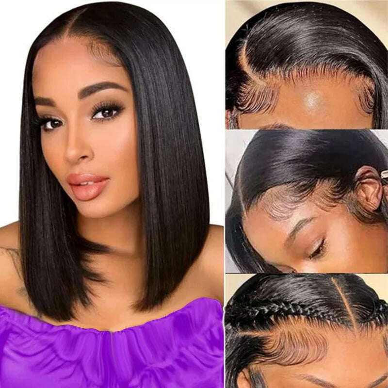 Hot Sale Short BOB Wig T Part Side Part Bob Wigs Lace Frontal Cuticle Aligned Pre Plucked Brazilian Human Hair for Black Women - KIMLUD