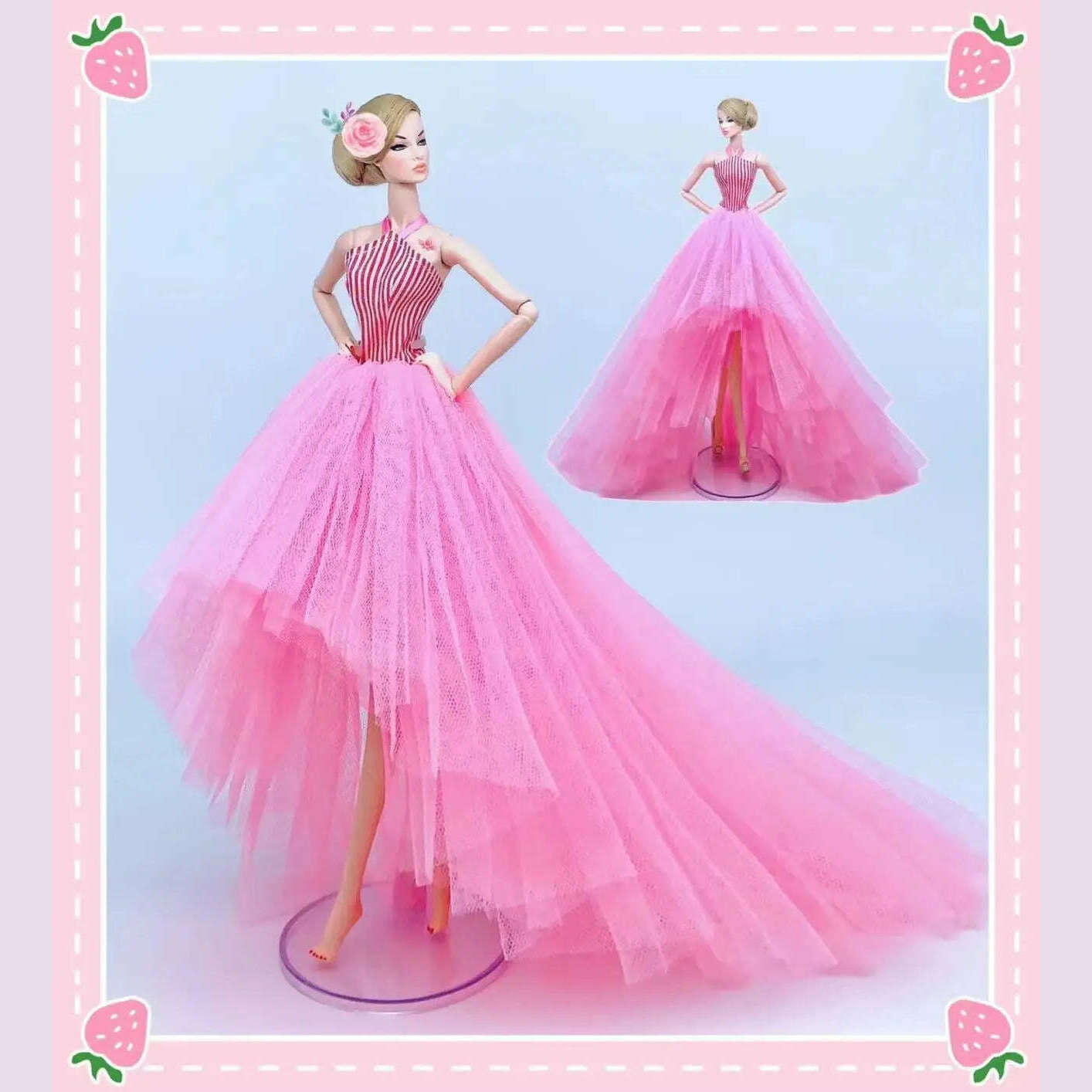 KIMLUD, hot Wedding Dress for Barbie Doll Princess Evening Party Clothes Wears Long Dress Outfit Set for barbie clothes, see chart5, KIMLUD APPAREL - Womens Clothes