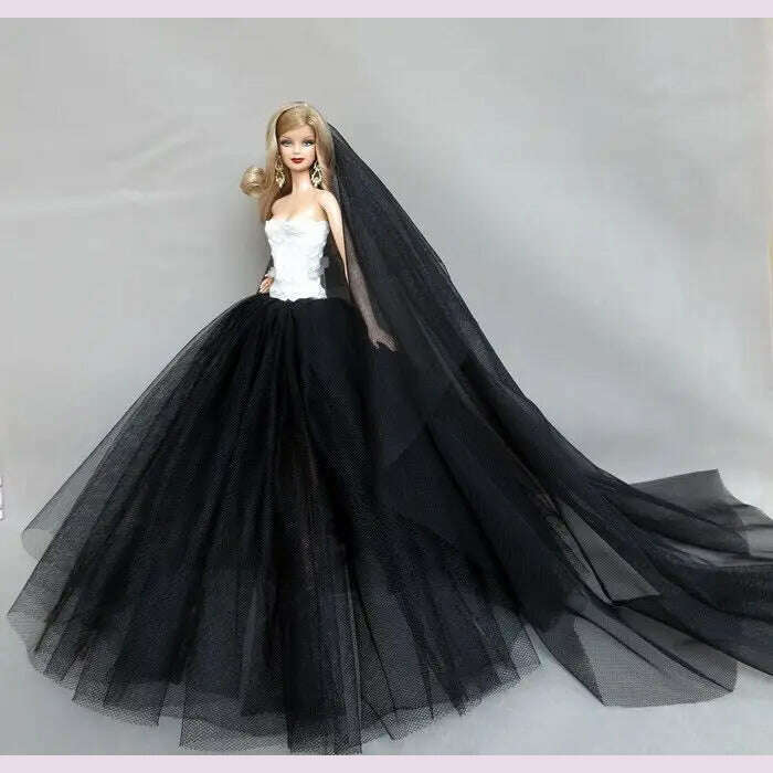 KIMLUD, hot Wedding Dress for Barbie Doll Princess Evening Party Clothes Wears Long Dress Outfit Set for barbie clothes, see chart6, KIMLUD APPAREL - Womens Clothes