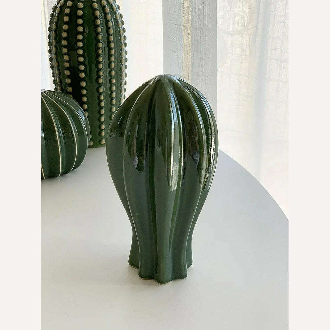 KIMLUD, Household Decoration Present 2024 Creative Ceramic Cactus Aesthetic Decor Tropical Desert Echinopsis Room Green Hotel Ornament, KIMLUD Womens Clothes