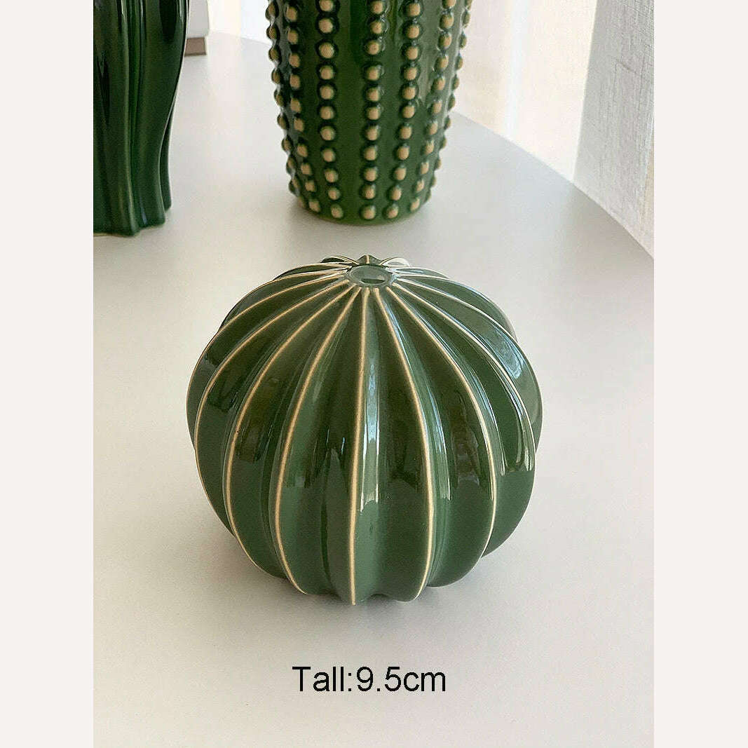 KIMLUD, Household Decoration Present 2024 Creative Ceramic Cactus Aesthetic Decor Tropical Desert Echinopsis Room Green Hotel Ornament, B, KIMLUD APPAREL - Womens Clothes