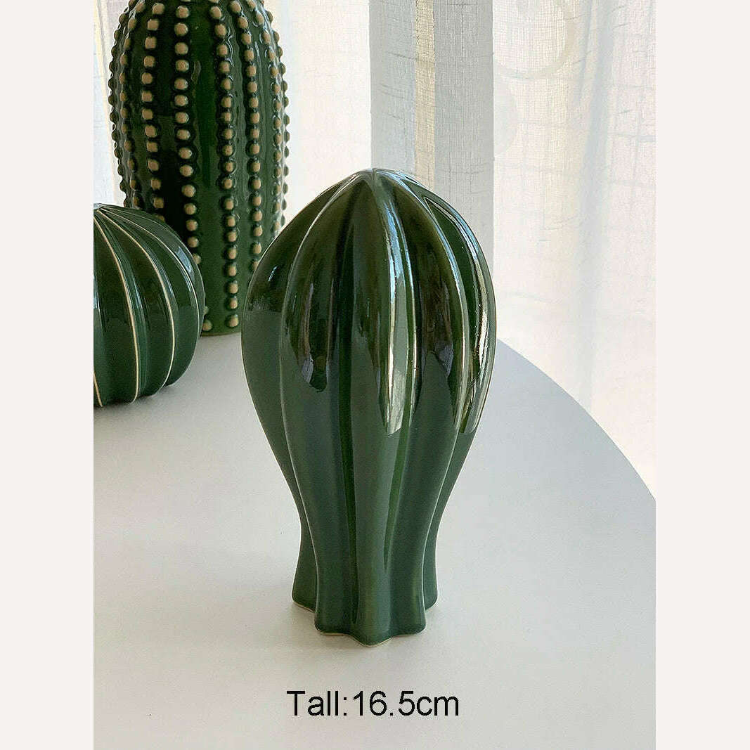 KIMLUD, Household Decoration Present 2024 Creative Ceramic Cactus Aesthetic Decor Tropical Desert Echinopsis Room Green Hotel Ornament, A, KIMLUD APPAREL - Womens Clothes