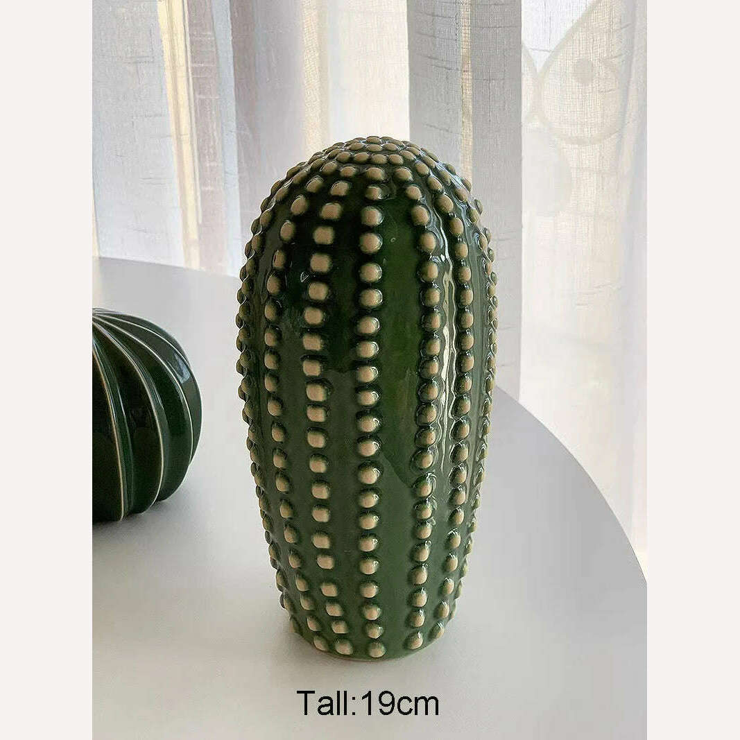 KIMLUD, Household Decoration Present 2024 Creative Ceramic Cactus Aesthetic Decor Tropical Desert Echinopsis Room Green Hotel Ornament, C, KIMLUD APPAREL - Womens Clothes